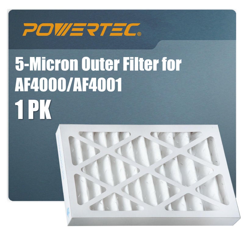 POWERTEC 5 Micron Outer Air Filter for WEN 3410, POWERTEC AF4000/AF4001, Shop Fox W1830 Air Filtration System, Woodworking Air Filters for Workshop & Garage, 1PK (75007) - Image 1